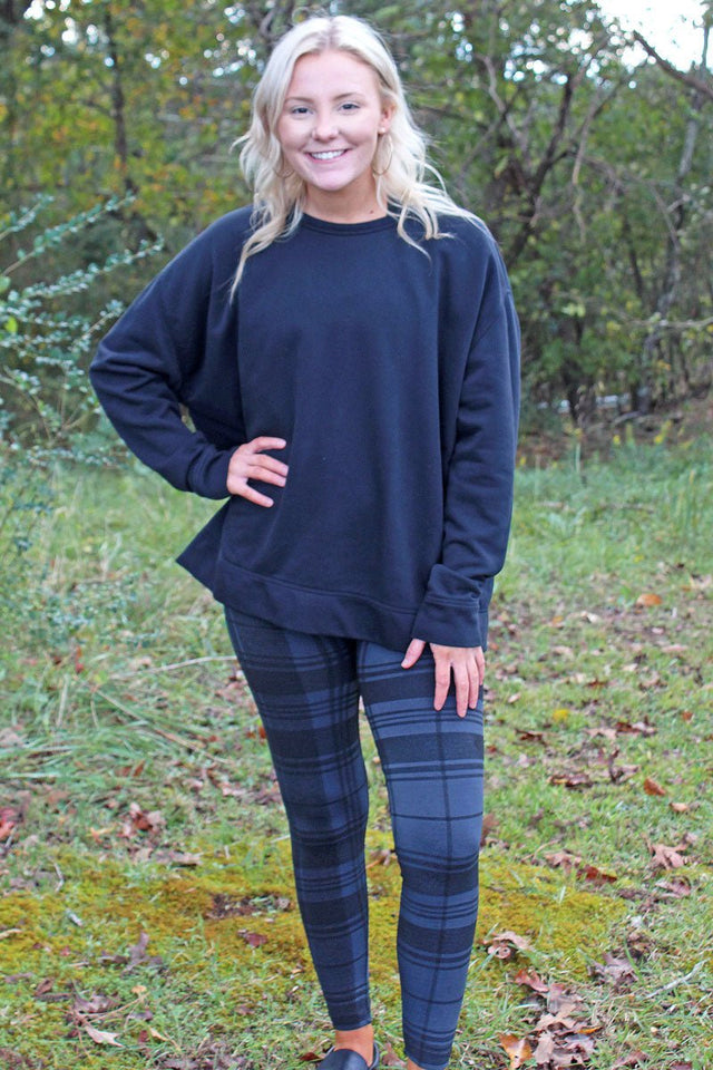 Black Plaid Fleece Lined Leggings - Wholesale Accessory Market