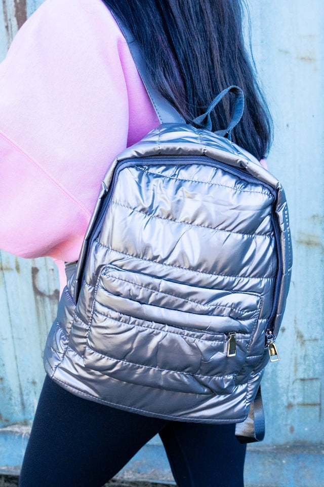 10% OFF! Lakeland Metallic Gray Small Puffy Backpack - Wholesale Accessory Market