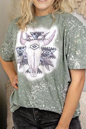 Bleached Stampede Skull Softstyle Adult T-Shirt - Wholesale Accessory Market