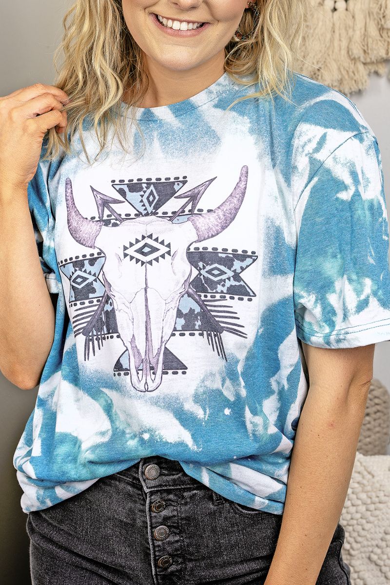 Bleached Stampede Skull Softstyle Adult T-Shirt - Wholesale Accessory Market