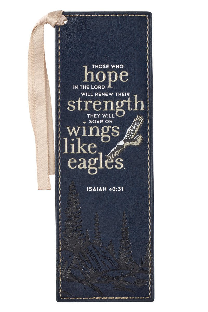 On Eagle's Wings Navy Blue Faux Leather Page Marker - Wholesale Accessory Market