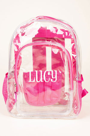 Pink clear bookbags sale