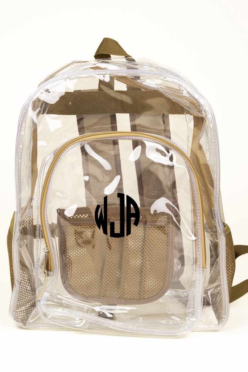 Katie Clear Backpack with Khaki Trim
