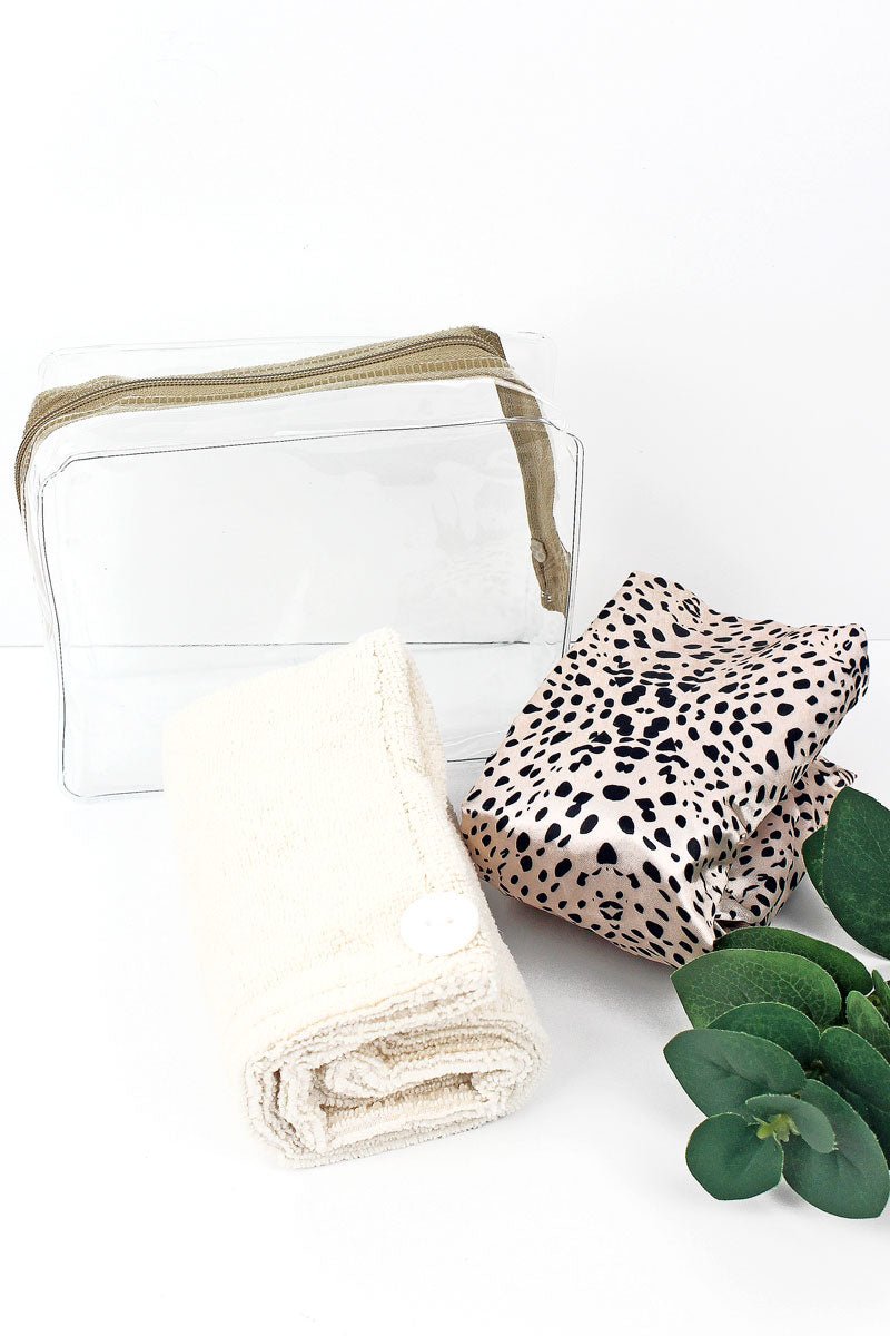 Cheetah Shower Cap & Hair Turban Set - Wholesale Accessory Market