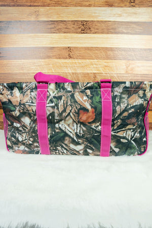 NGIL Natural Camo with Hot Pink Trim Collapsible Haul-It-All Basket with Mesh Pockets - Wholesale Accessory Market