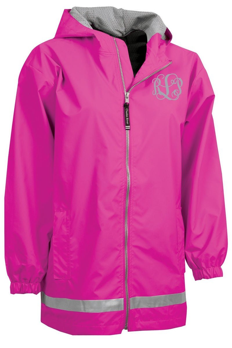 Charles River Youth New Englander Rain Jacket Hot Pink Reflective L