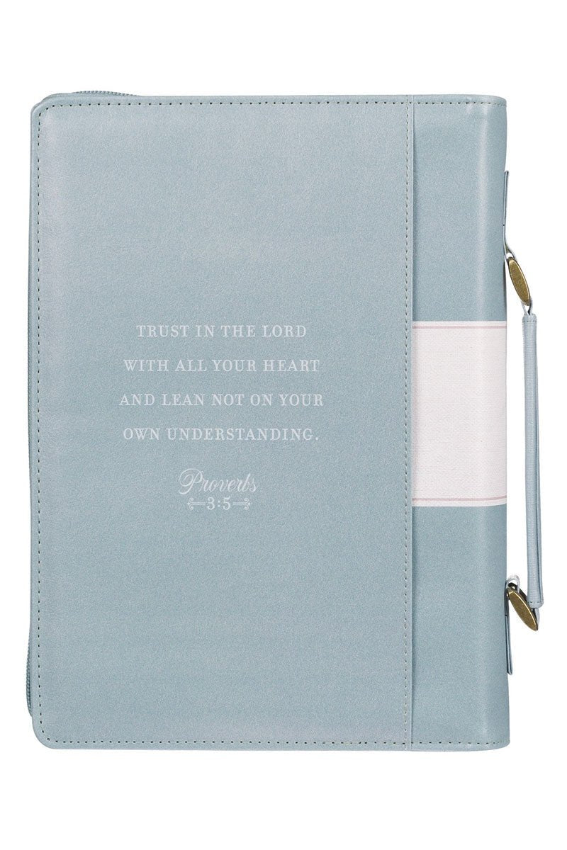 Trust in the Lord Pearlescent Pewter Faux Leather Large Bible Cover - Wholesale Accessory Market