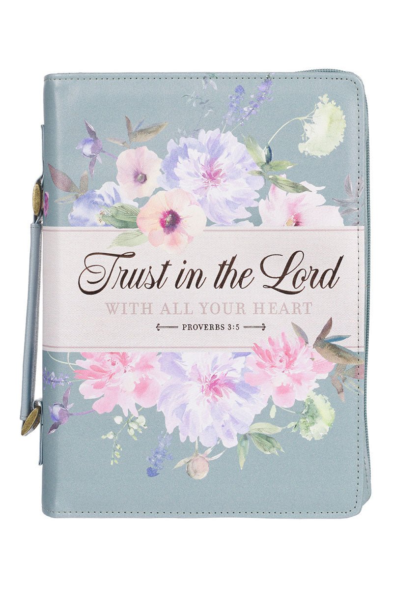 Trust in the Lord Pearlescent Pewter Faux Leather Large Bible Cover - Wholesale Accessory Market