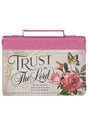 Trust in the LORD Floral Pink Faux Leather Large Bible Cover - Wholesale Accessory Market