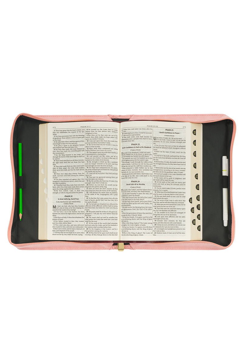 Strength and Dignity Rose Pink Faux Leather Large Bible Cover - Wholesale Accessory Market