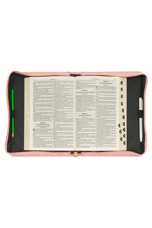 Strength and Dignity Rose Pink Faux Leather Large Bible Cover - Wholesale Accessory Market