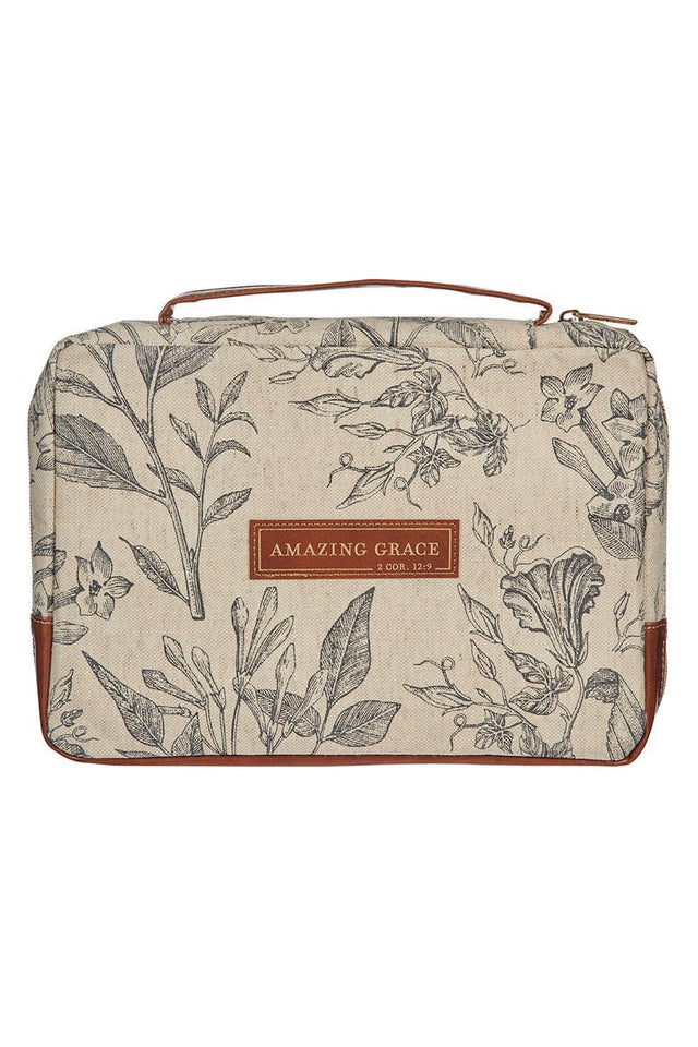 Amazing Grace Natural Canvas Large Bible Cover - Wholesale Accessory Market