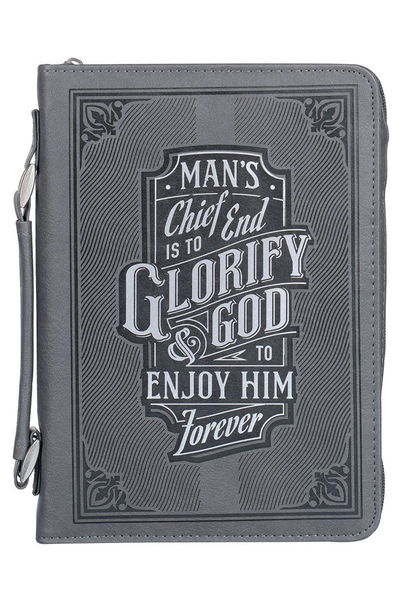 Glorify God Gray Faux Leather Large Bible Cover - Wholesale Accessory Market