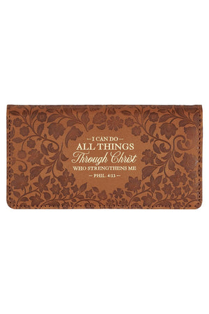 All Things Honey Brown Faux Leather Checkbook Cover - Wholesale Accessory Market