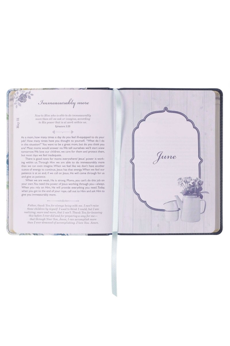 Moments With God For Moms Navy Floral Faux Leather Devotional - Wholesale Accessory Market