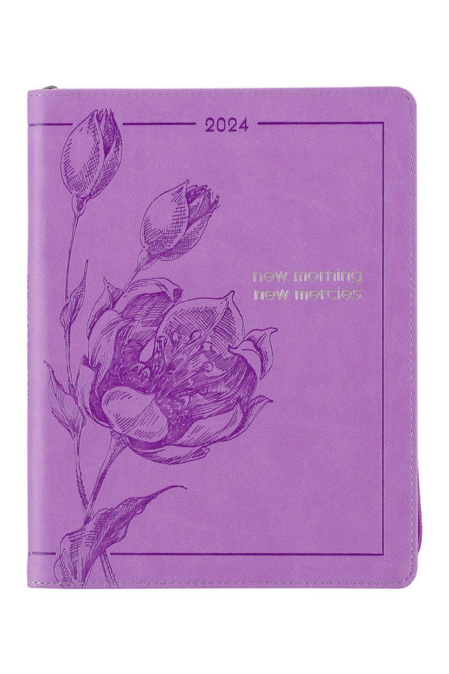 2024 New Day New Mercies Purple Zippered 18 Month Daily Planner - Wholesale Accessory Market