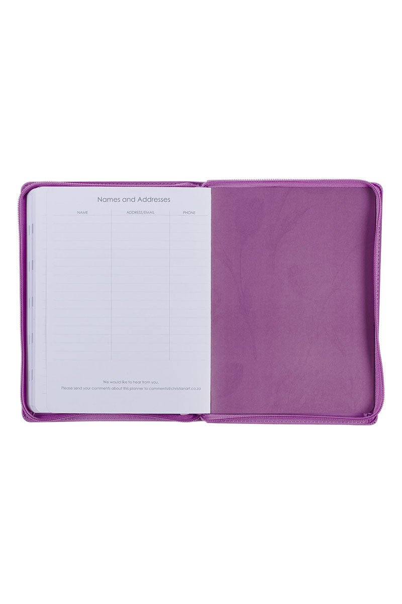 2024 New Day New Mercies Purple Zippered 18 Month Daily Planner - Wholesale Accessory Market