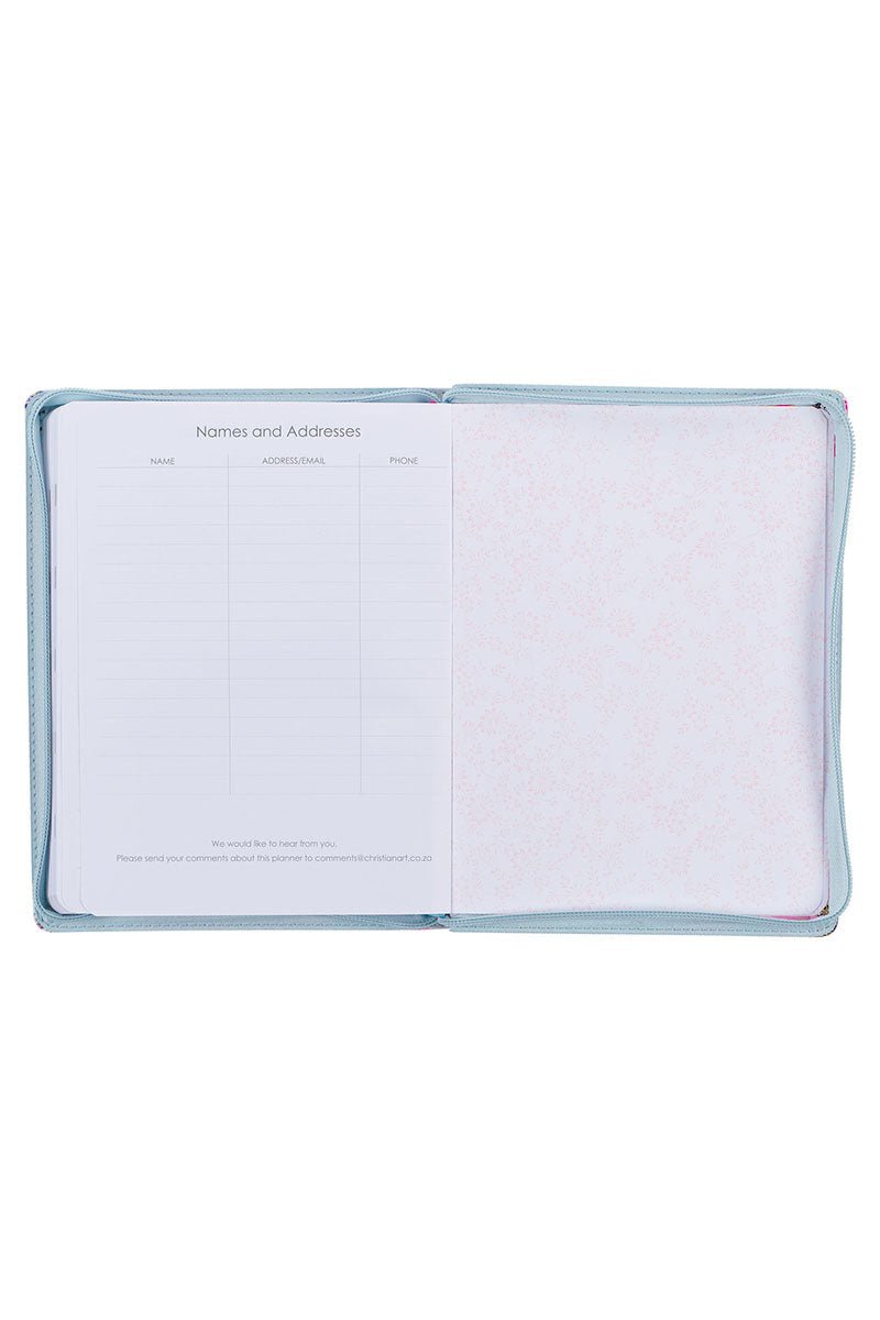 2024 Strength and Dignity Floral Zippered 18 Month Daily Planner - Wholesale Accessory Market