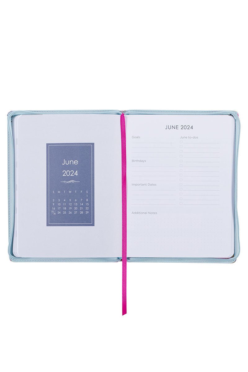 2024 Strength and Dignity Floral Zippered 18 Month Daily Planner - Wholesale Accessory Market