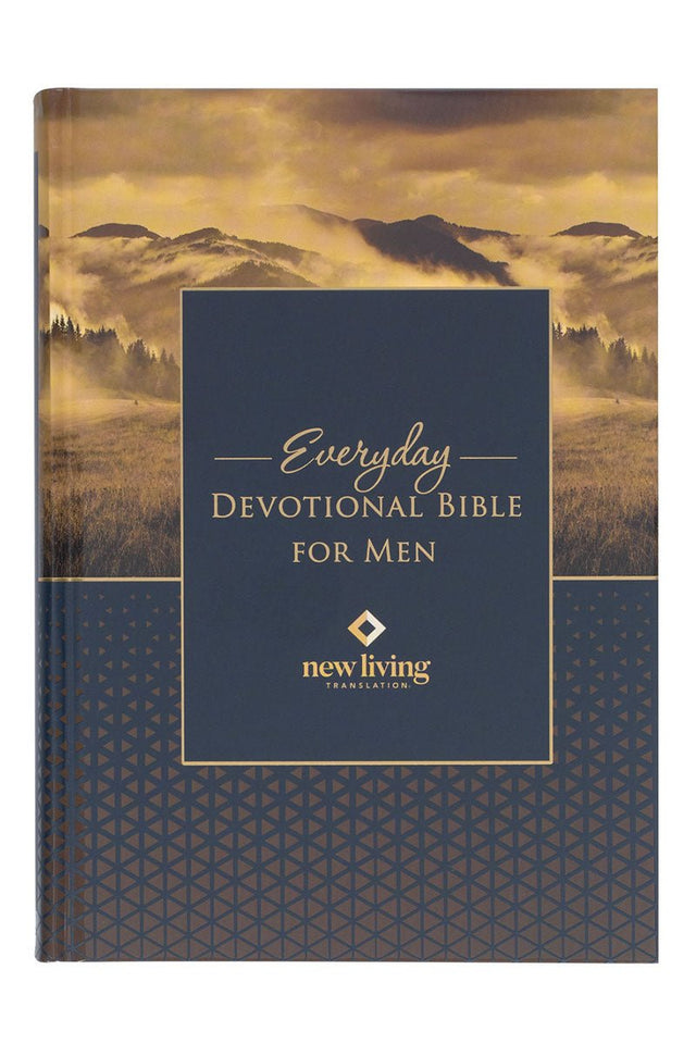 Gold and Navy Mountain View Hardcover NLT Everyday Devotional Bible for Men - Wholesale Accessory Market