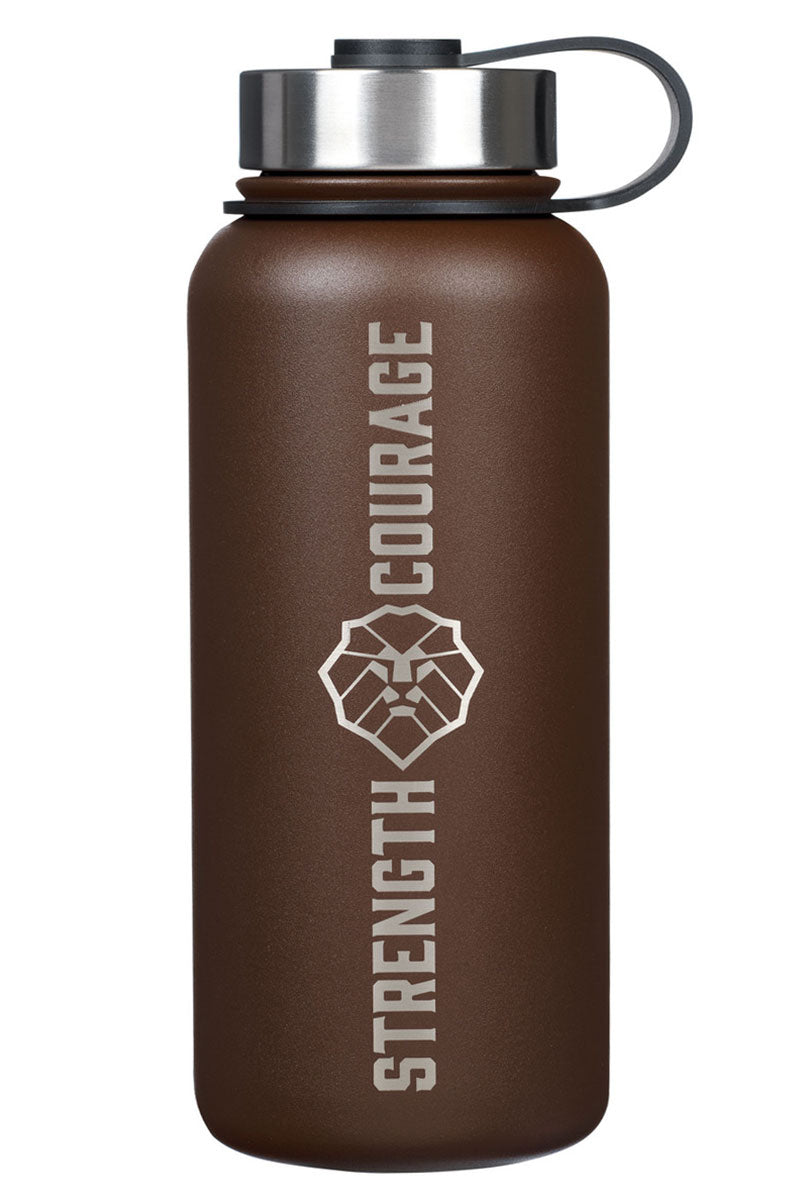 Strength and Courage Lion Brown Stainless Steel Water Bottle - Wholesale Accessory Market