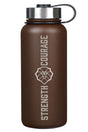 Strength and Courage Lion Brown Stainless Steel Water Bottle - Wholesale Accessory Market