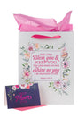 Bless You and Keep You Pink Floral Large Portrait 3-in-1 Gift Bag Set - Wholesale Accessory Market