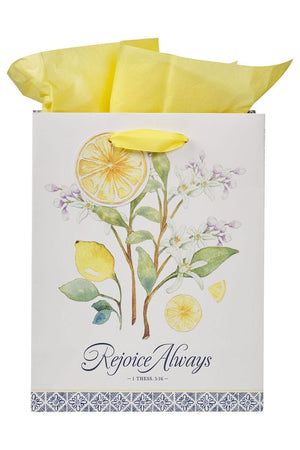 Rejoice Always Lemon Floral Medium Gift Bag - Wholesale Accessory Market