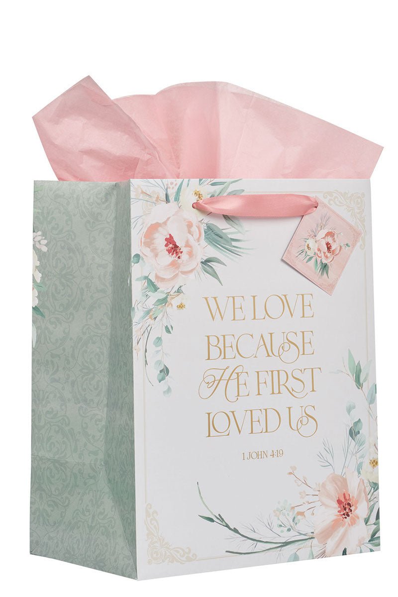 First Loved Us Peachy Floral Large Portrait Gift Bag - Wholesale Accessory Market