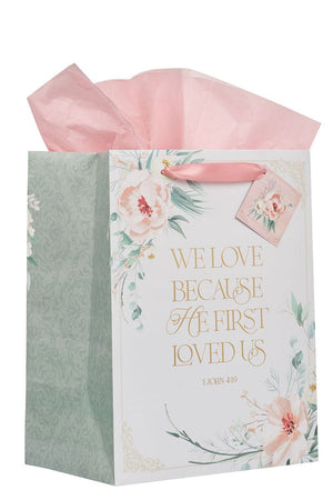 First Loved Us Peachy Floral Large Portrait Gift Bag - Wholesale Accessory Market