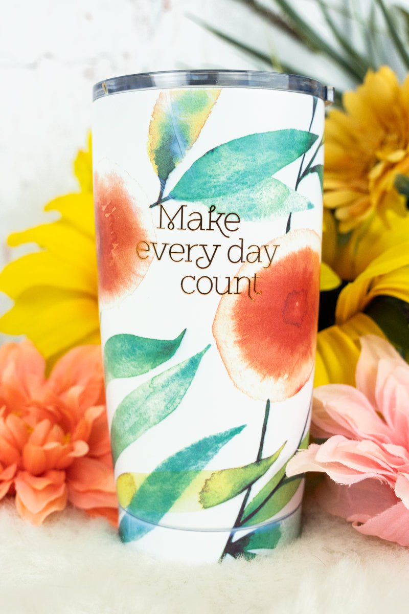 Bless You and Keep You White Floral Stainless Steel Travel Tumbler with  Straw - Numbers 6:24-25