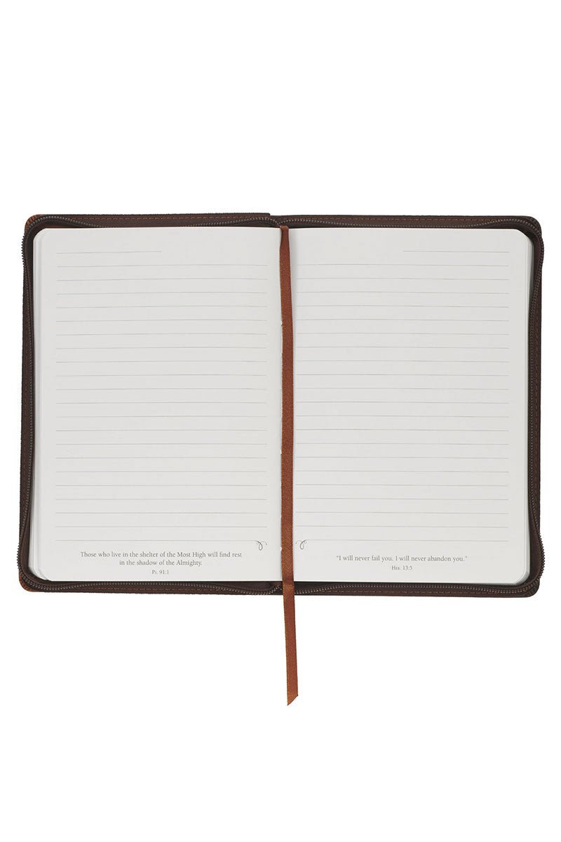 All Things Are Possible Two-Tone Brown LuxLeather Zippered Journal - Wholesale Accessory Market