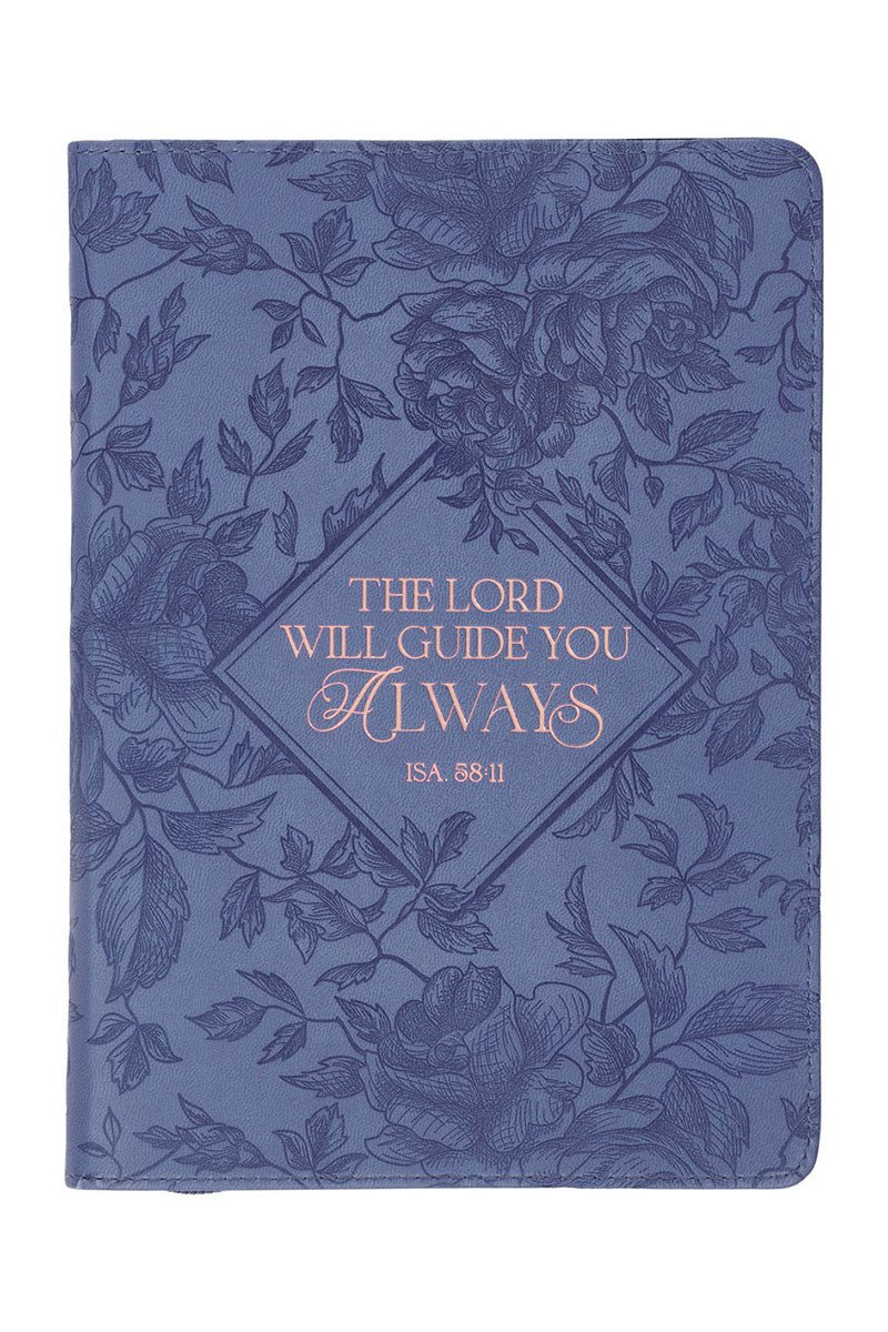 The Lord Will Guide You Blue Faux Leather Zippered Journal - Wholesale Accessory Market