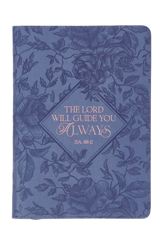 The Lord Will Guide You Blue Faux Leather Zippered Journal - Wholesale Accessory Market