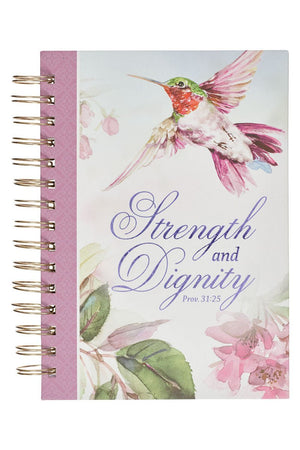 Strength and Dignity Hummingbird Purple Large Wirebound Journal - Wholesale Accessory Market