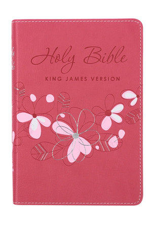 Pink Blossom Faux Leather KJV Compact Bible - Wholesale Accessory Market