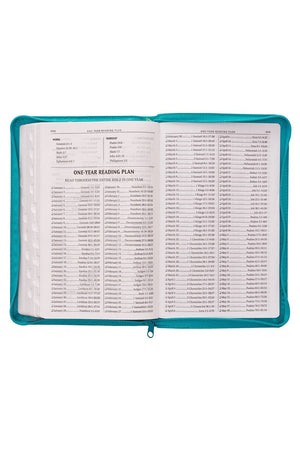 Turquoise Faux Leather Zippered KJV Deluxe Gift Bible with Thumb Index - Wholesale Accessory Market