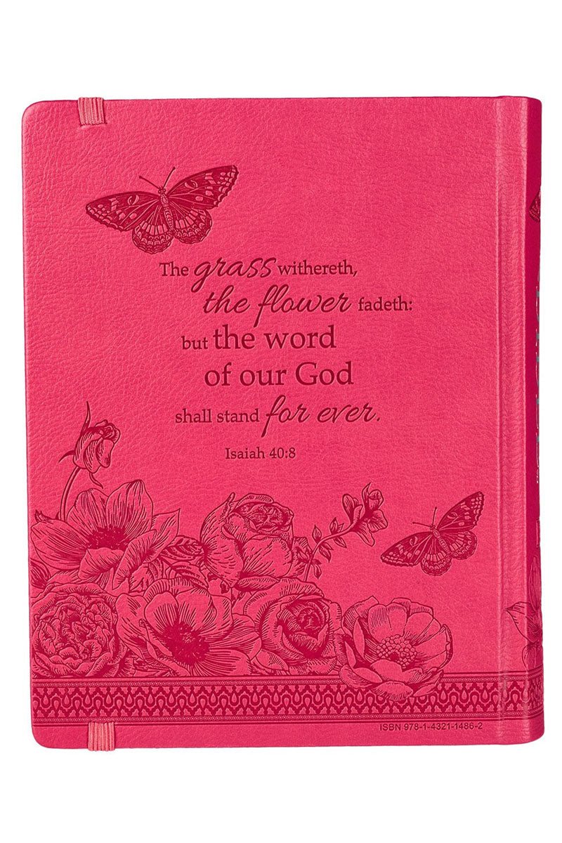 Bright Pink Floral Faux Leather KJV My Creative Bible - Wholesale Accessory Market