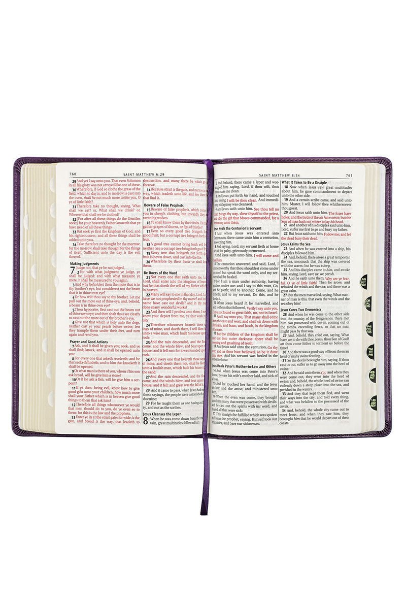 Purple Faux Leather KJV Deluxe Gift Bible with Thumb Index - Wholesale Accessory Market