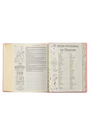 Pink Floral Faux Leather KJV My Promise Bible - Wholesale Accessory Market