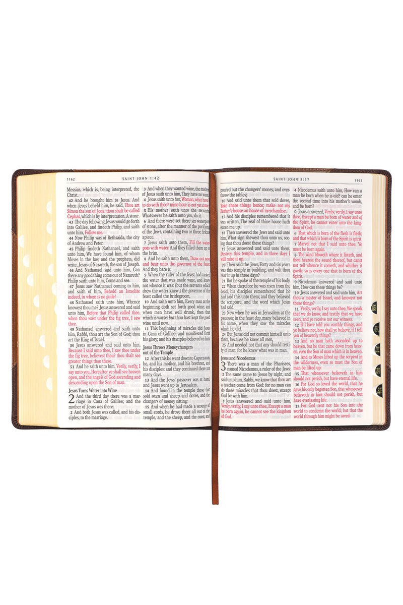 Two-Tone Brown Faux Leather Giant Print KJV Full-Size Bible with Thumb Index - Wholesale Accessory Market