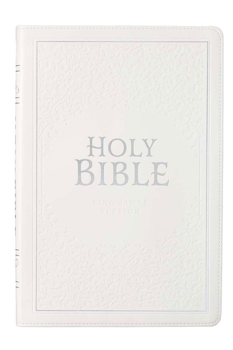 White LuxLeather Large Print Thinline KJV Bible with Thumb Index - Wholesale Accessory Market