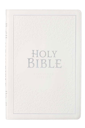 White LuxLeather Large Print Thinline KJV Bible with Thumb Index - Wholesale Accessory Market