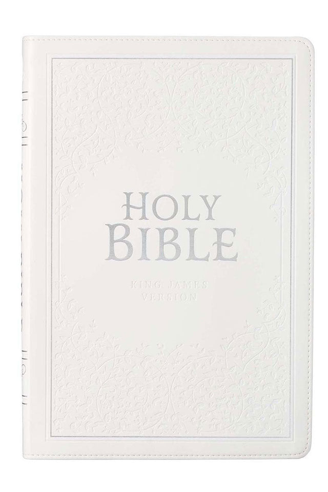 White LuxLeather Large Print Thinline KJV Bible with Thumb Index - Wholesale Accessory Market