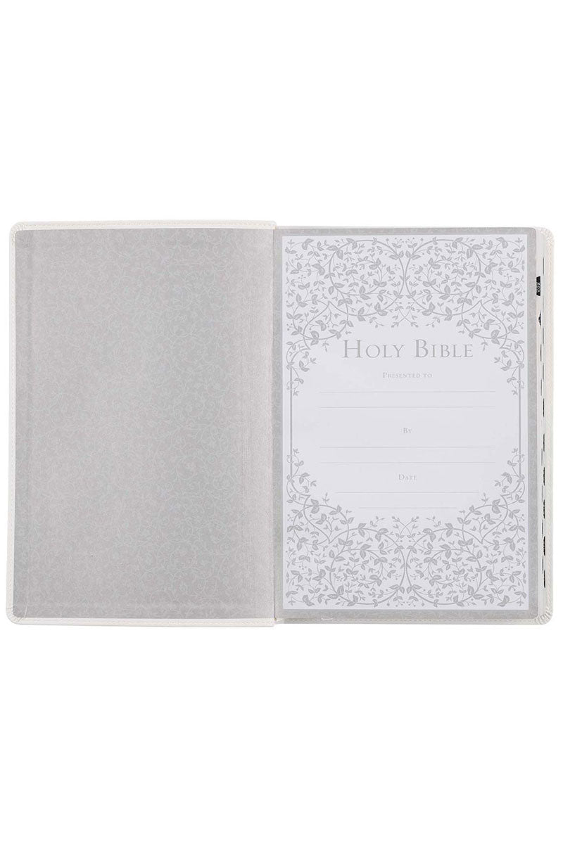 White LuxLeather Large Print Thinline KJV Bible with Thumb Index - Wholesale Accessory Market