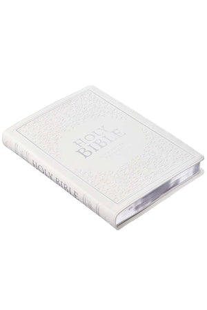 White LuxLeather Large Print Thinline KJV Bible with Thumb Index - Wholesale Accessory Market