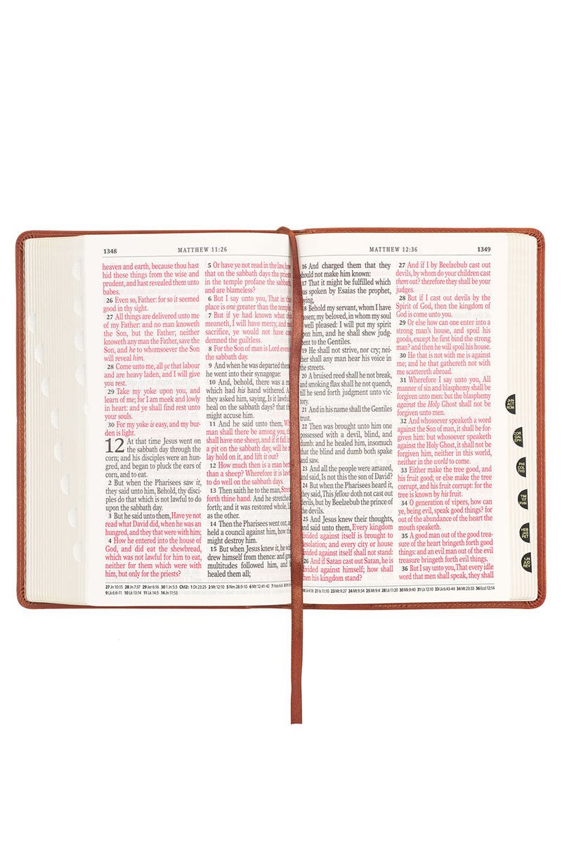 Honey Brown Cross Faux Leather Giant Print KJV Full-Size Bible with Thumb Index - Wholesale Accessory Market