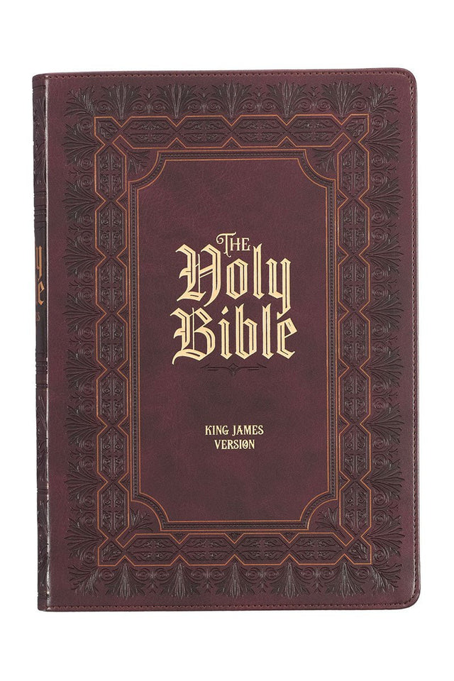 Framed Burgundy Faux Leather Super Giant Print KJV Bible - Wholesale Accessory Market