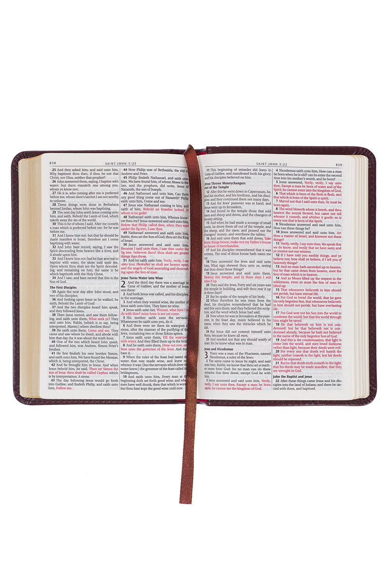 Burgundy Faux Leather KJV Pocket Bible - Wholesale Accessory Market