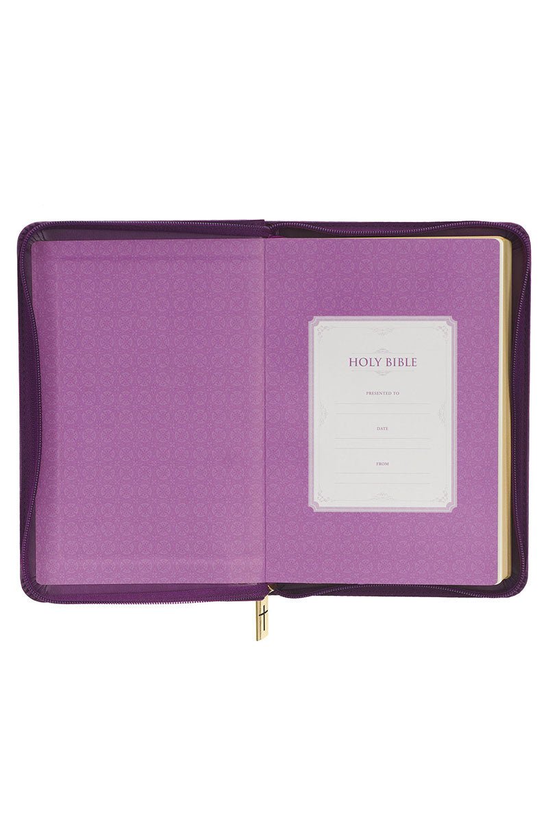 Iris Purple Faux Leather KJV Zippered Compact Bible - Wholesale Accessory Market